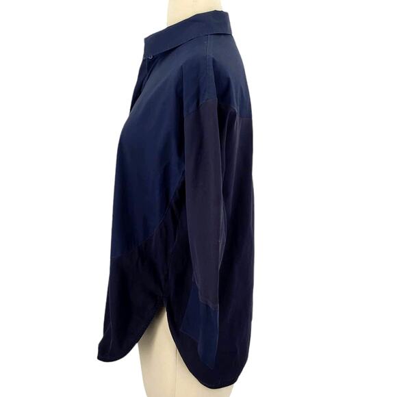 COS Color Block Button Front Top Navy & Black - Picture 3 of 5